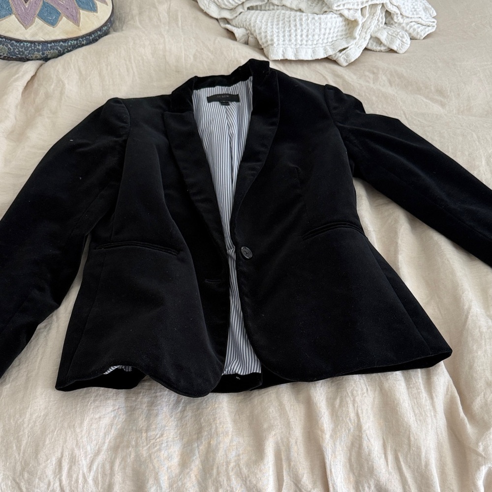 J. Crew Elegant Black Velvet Blazer
